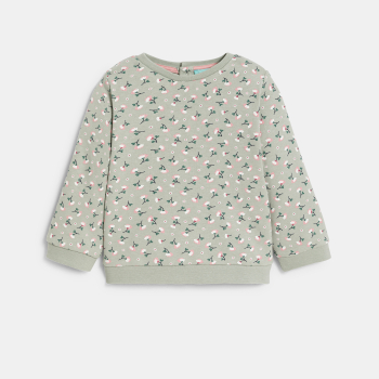 سترة من الصوف الناعم برسوم أزهار باللون الرمادي للفتيات الرضع